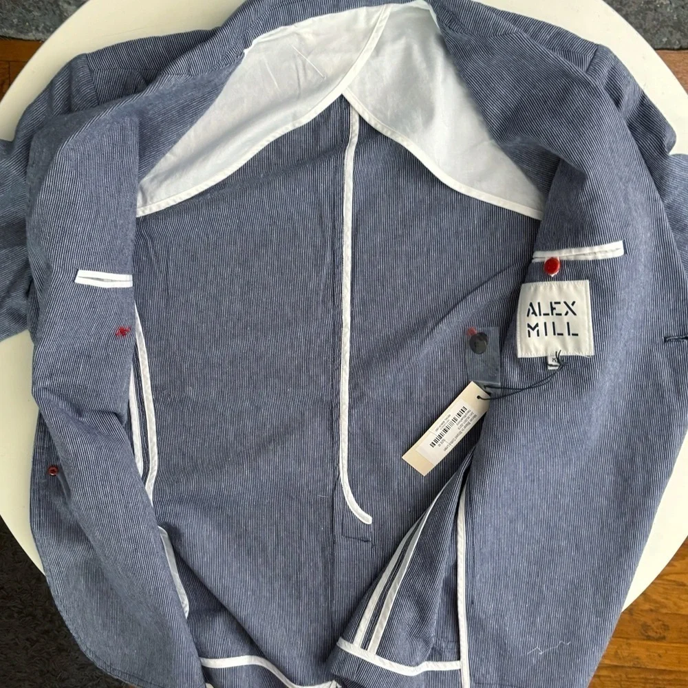 Alex Mill Men’s Mercer Blazer Striped Cotton Linen Size Medium New Classic Fit